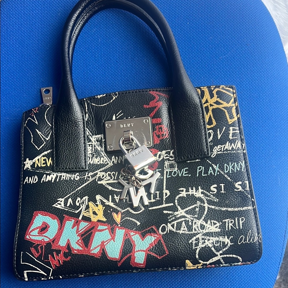 DKNY Black Graffiti Totes Urban Edgy Design